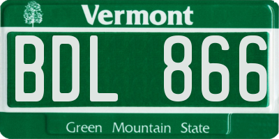 VT license plate BDL866