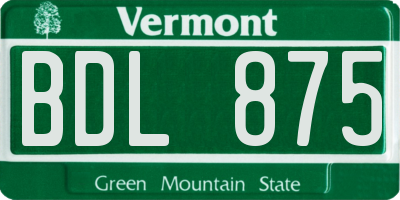 VT license plate BDL875