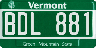 VT license plate BDL881