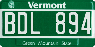 VT license plate BDL894