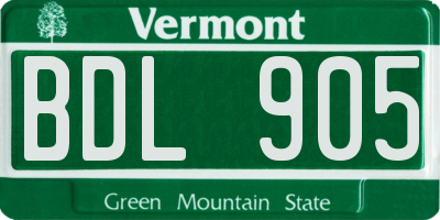 VT license plate BDL905