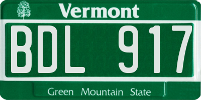 VT license plate BDL917