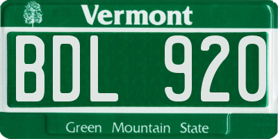 VT license plate BDL920