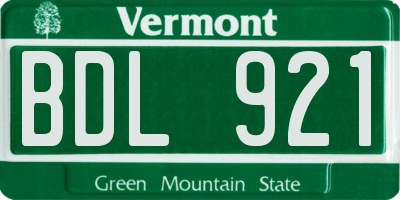 VT license plate BDL921