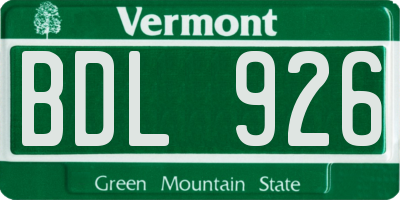 VT license plate BDL926