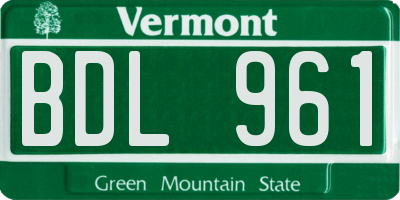 VT license plate BDL961