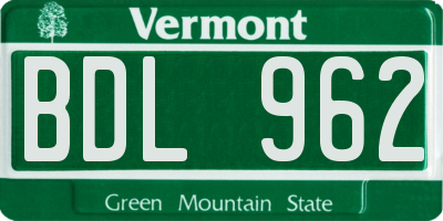 VT license plate BDL962