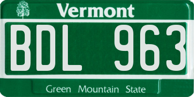VT license plate BDL963