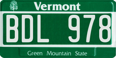 VT license plate BDL978