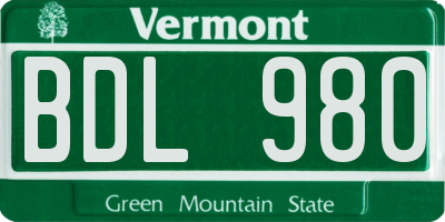VT license plate BDL980