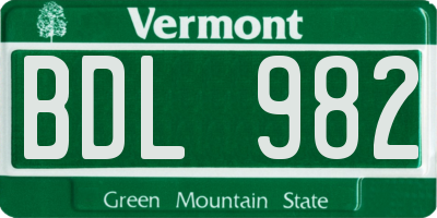 VT license plate BDL982