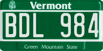 VT license plate BDL984