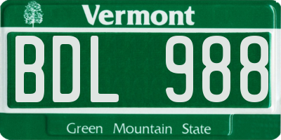 VT license plate BDL988