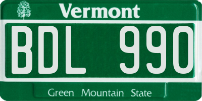 VT license plate BDL990