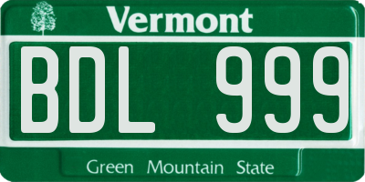 VT license plate BDL999