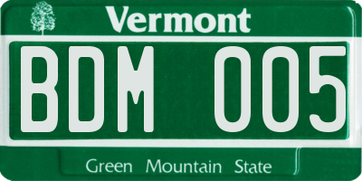 VT license plate BDM005