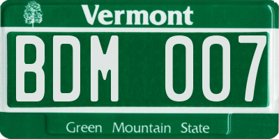 VT license plate BDM007