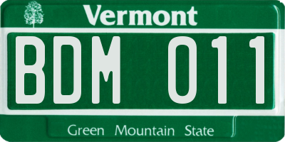 VT license plate BDM011