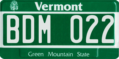 VT license plate BDM022