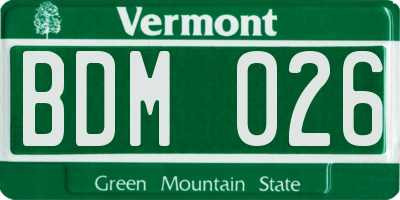 VT license plate BDM026