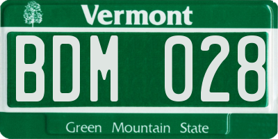 VT license plate BDM028