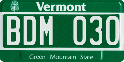 VT license plate BDM030