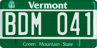 VT license plate BDM041