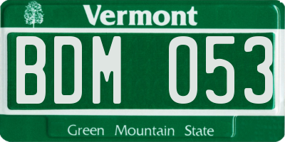 VT license plate BDM053