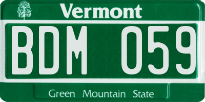 VT license plate BDM059