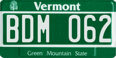 VT license plate BDM062