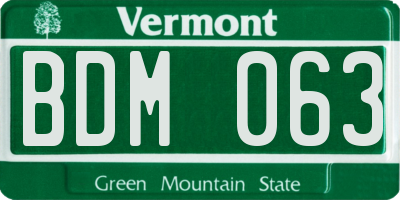 VT license plate BDM063