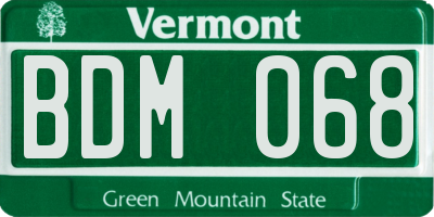VT license plate BDM068