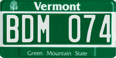 VT license plate BDM074