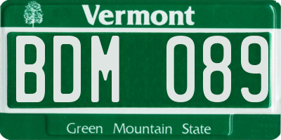 VT license plate BDM089