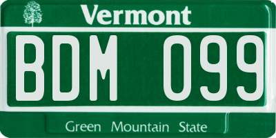 VT license plate BDM099