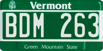 VT license plate BDM263