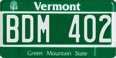 VT license plate BDM402