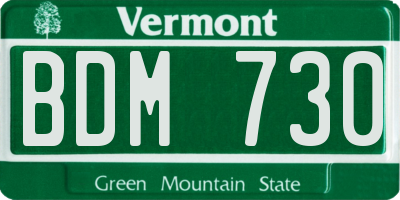 VT license plate BDM730