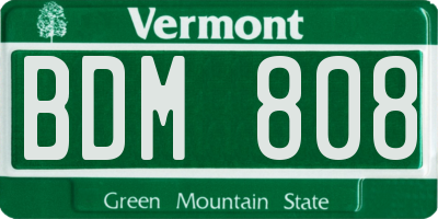 VT license plate BDM808