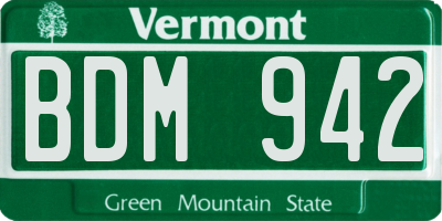 VT license plate BDM942
