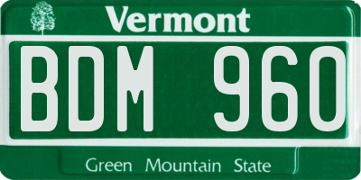 VT license plate BDM960