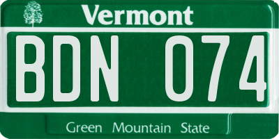 VT license plate BDN074