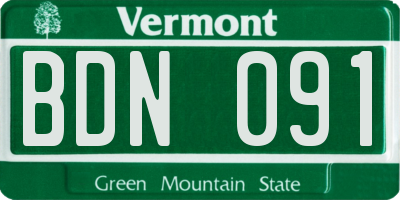 VT license plate BDN091