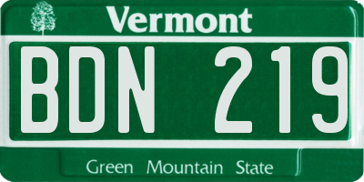 VT license plate BDN219
