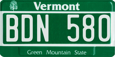VT license plate BDN580