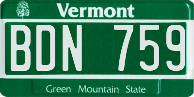 VT license plate BDN759