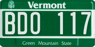 VT license plate BDO117