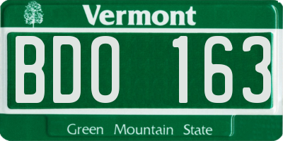 VT license plate BDO163