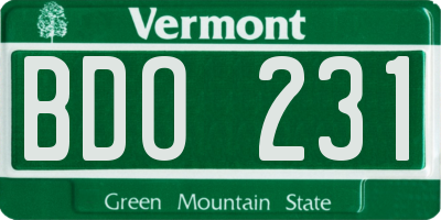 VT license plate BDO231