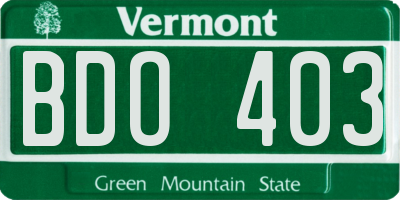 VT license plate BDO403
